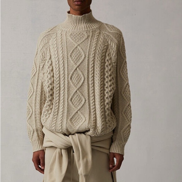 Green Fear of God Essentials Cable Knit Turtleneck - Picture 2 of 11